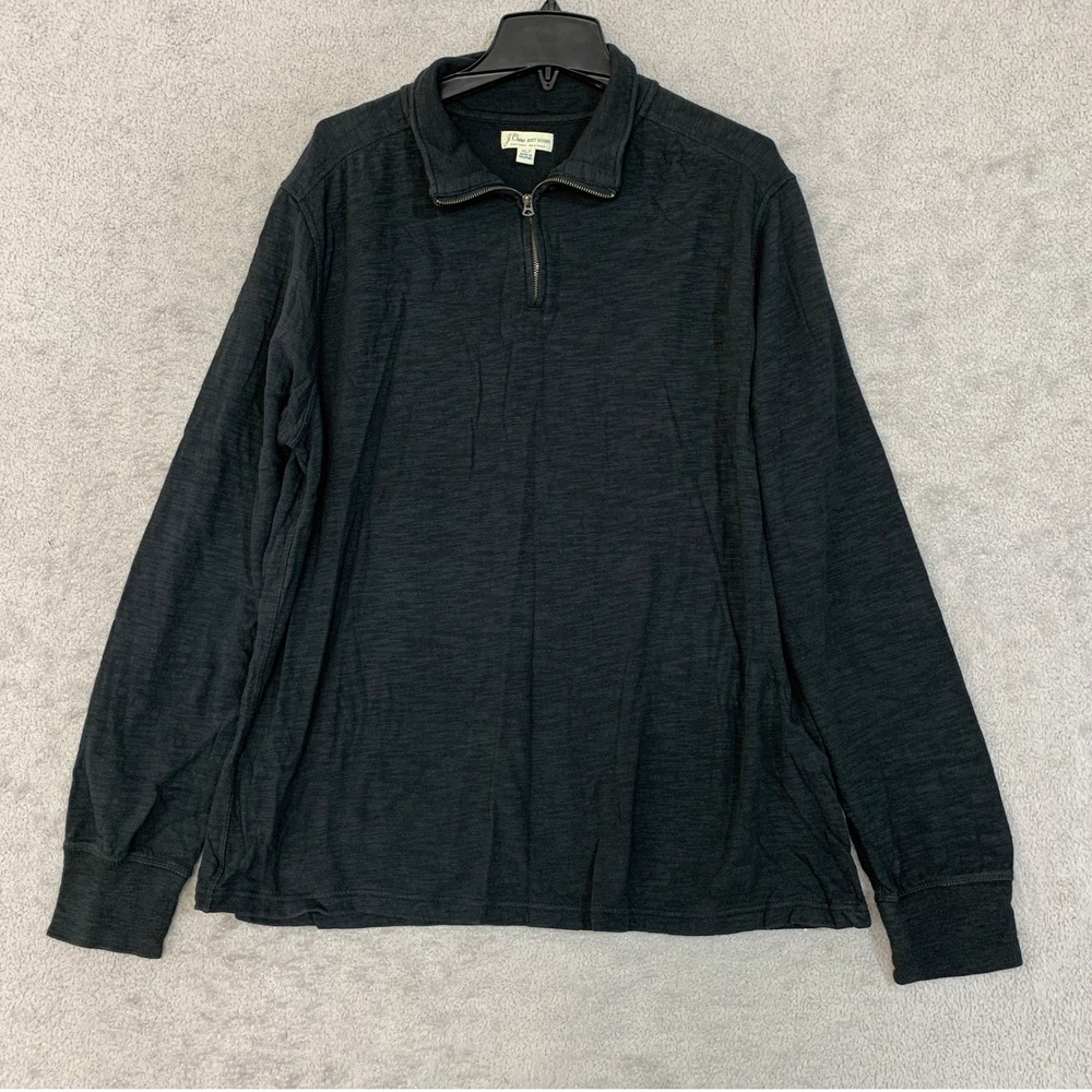 J. Crew Men's XLT Gray Slub Knit Quarter Zip Pullover Shirt Cotton